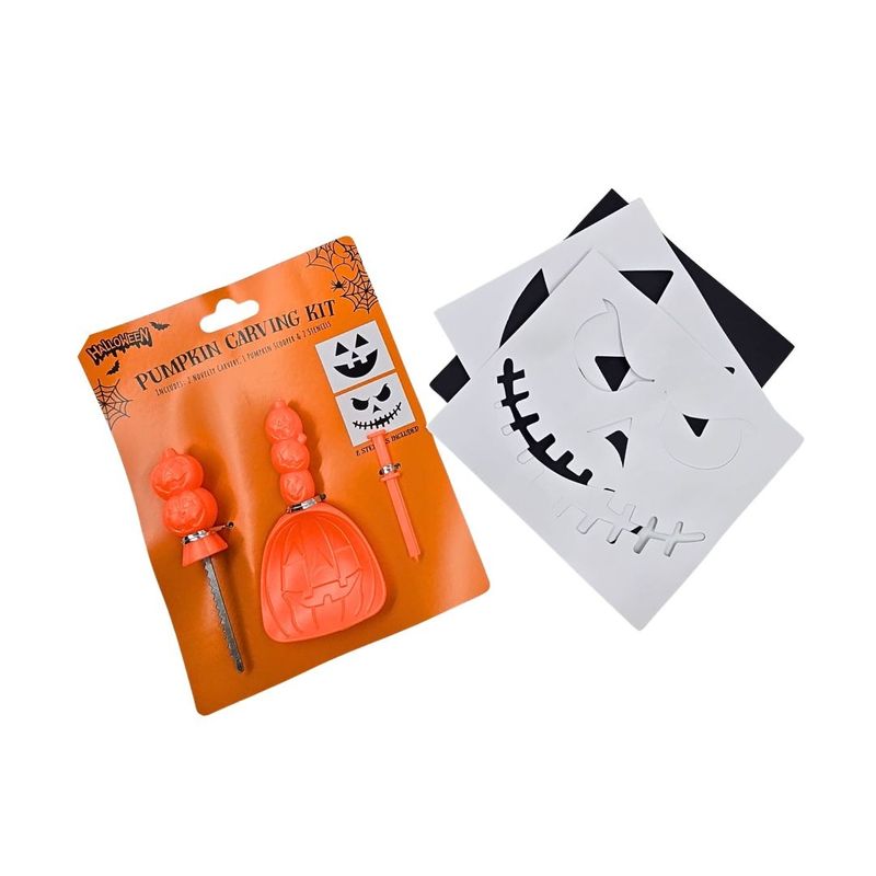 Casa si Gradina - Constructii - Scule de mana si unelte - Ciocane si dalti - Set pentru sculptat dovleci de halloween, 5 piese cu unelte, lingura si sabloane reutilizabile - Infinity.ro