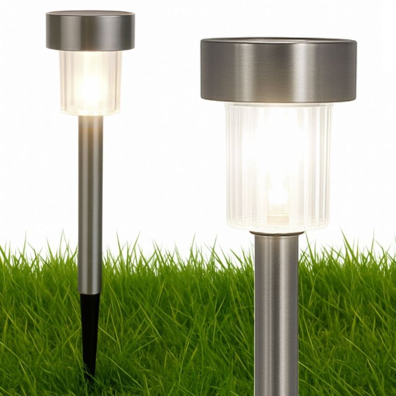 Casa si Gradina - Corpuri si surse de iluminat - Iluminat exterior - Lampi solare - Lampa solara LED Jumi, inox, 30,5 cm, lumina alb cald, putere 0,06W, tensiune 1,2V - Infinity.ro