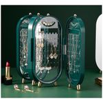 Fashion, accesorii si bijuterii - Femei - Bijuterii femei - Cutii bijuterii - Organizator pliabil pentru bijuterii, tip dulap Ecarla, culoarea verde, 23.5 cm. CB38ZIE - Infinity.ro