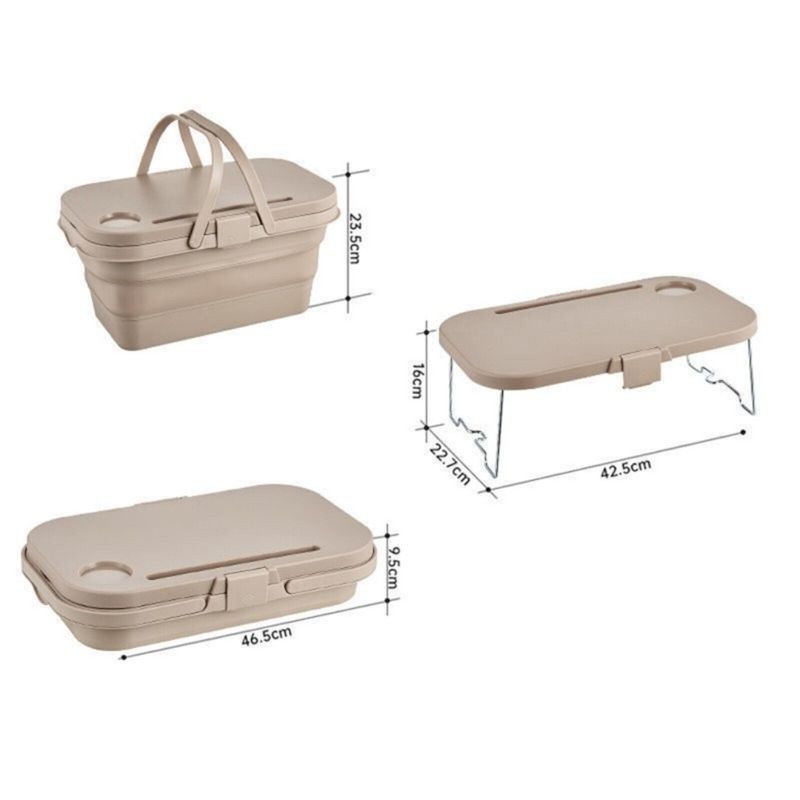 Casa si Gradina - Gradina si terasa - Gratare si accesorii - Cosuri picnic - Cos de picnic, pliabil, 3 in 1, bej, masa portabila, recipient si cutie multifunctionala, 15L, KP03K, eCarla - Infinity.ro