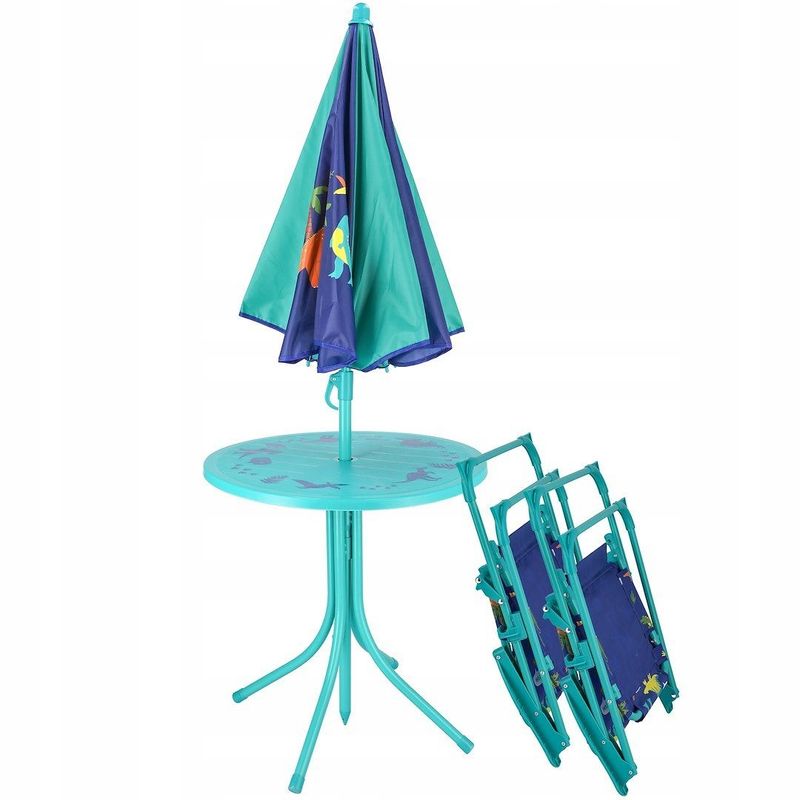 Casa si Gradina - Gradina si terasa - Mobilier exterior - Seturi mobila gradina - Set de gradina pentru copii, JUMI, masa + 2 scaune + umbrela, model OM-258631, dinozauri - Infinity.ro