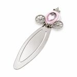 Carti si Birotica - Carti - Accesorii pentru cititori - Semn de Carte Metalic Trasura Princess cu Cristale, 10 x 3.5 cm, Argintiu cu Roz, AZAY - Infinity.ro