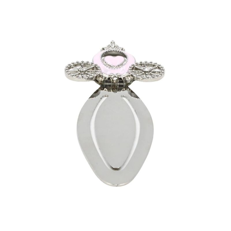 Carti si Birotica - Carti - Accesorii pentru cititori - Semn de Carte Metalic Trasura Princess cu Cristale, 10 x 3.5 cm, Argintiu cu Roz, AZAY - Infinity.ro