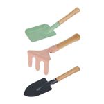 Casa si Gradina - Gradinarit si plante - Instalatii si accesorii pentru irigatii - Aparate pentru stropit gradina - Set 3 unelte de gradinarit din metal si lemn pentru copii, culori pastel, 20 cm - Infinity.ro