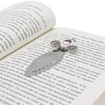 Carti si Birotica - Carti - Accesorii pentru cititori - Semn de Carte Metalic Trasura Princess cu Cristale, 10 x 3.5 cm, Argintiu cu Roz, AZAY - Infinity.ro