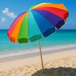 Casa si Gradina - Gradina si terasa - Umbrele si pavilioane - Umbrele - Umbrela de plaja multicolora, Jumi, model curcubeu, rezistenta UV, 220 cm - Infinity.ro