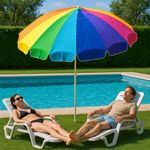 Casa si Gradina - Gradina si terasa - Umbrele si pavilioane - Umbrele - Umbrela de plaja multicolora, Jumi, model curcubeu, rezistenta UV, 220 cm - Infinity.ro