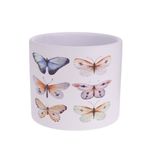 Casa si Gradina - Gradinarit si plante - Plante si ghivece - Ghivece si suporturi - Ghiveci decorativ ceramic, alb cu ilustratii cu fluturi, pentru plante si flori, design modern 13.5x12.5 cm - Infinity.ro
