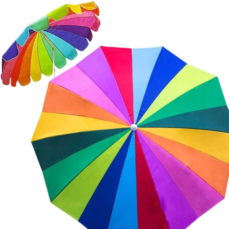Casa si Gradina - Gradina si terasa - Umbrele si pavilioane - Umbrele - Umbrela de plaja multicolora, Jumi, model curcubeu, rezistenta UV, 220 cm - Infinity.ro