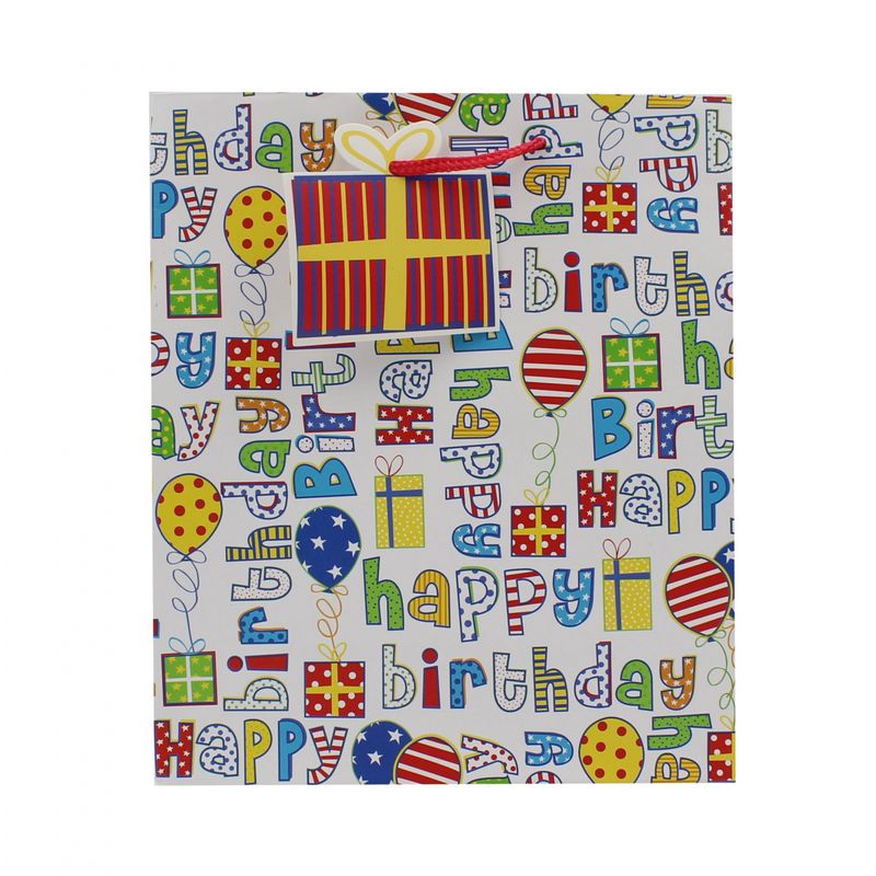 Market - Cadouri - Pungi cadou si accesorii - Punga cadou hartie M Wild Birthday - Infinity.ro