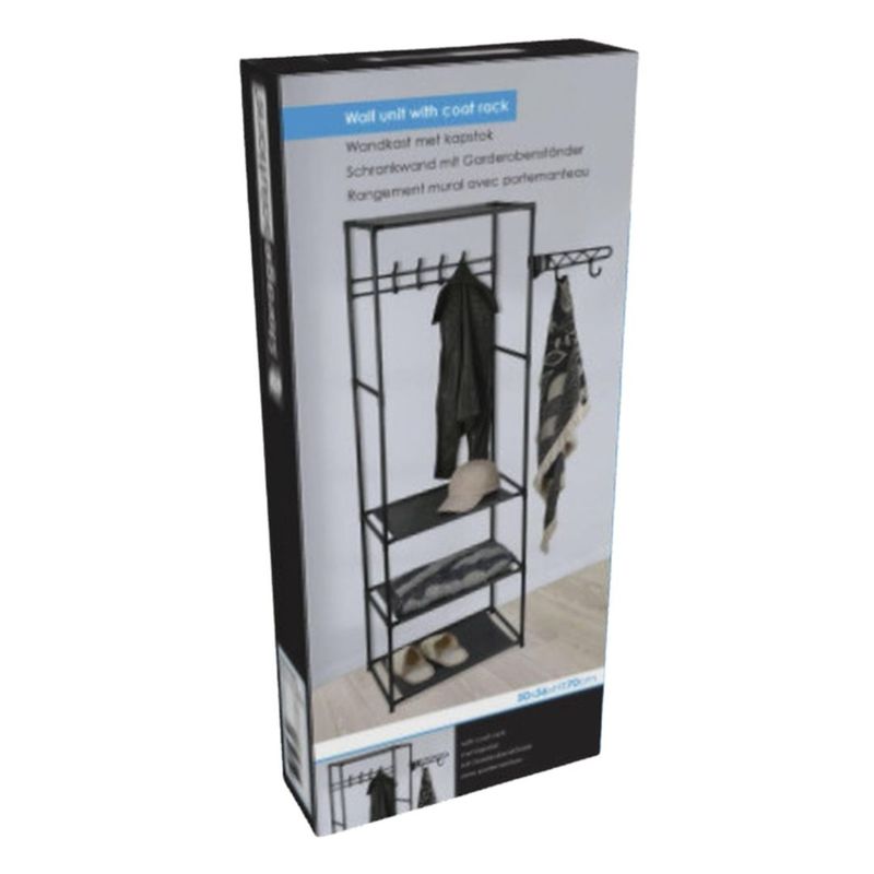 Casa si Gradina - Mobilier - Organizare si depozitare - Cuiere - Cuier multifunctional cu polite si carlige, compact si modern 50x36x170 cm - Infinity.ro