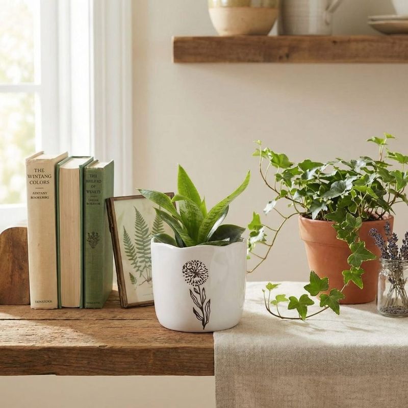 Casa si Gradina - Gradinarit si plante - Plante si ghivece - Ghivece si suporturi - Masca ghiveci decorativ, pentru plante si flori, din portelan alb cu model floral, 13x15 cm - Infinity.ro