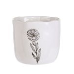 Casa si Gradina - Gradinarit si plante - Plante si ghivece - Ghivece si suporturi - Masca ghiveci decorativ, pentru plante si flori, din portelan alb cu model floral, 13x15 cm - Infinity.ro