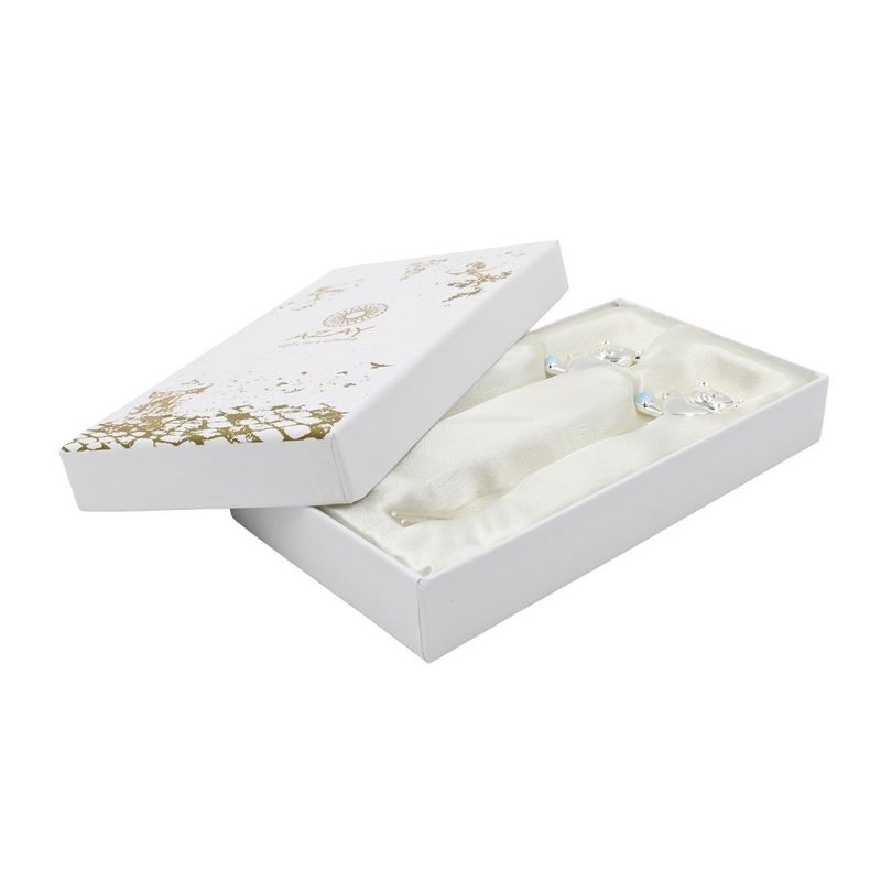 Casa si Gradina - Bucatarie si vesela - Vesela si tacamuri - Tacamuri si seturi - Set tacamuri copii AZAY ursulet albastru, lingurita si furculita, cutie cadou eleganta cu tissue paper, 14.5 cm - Infinity.ro