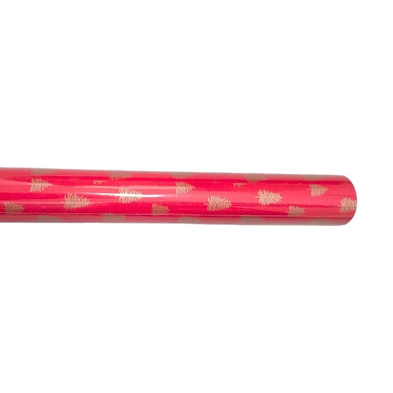 Carti si Birotica - Birotica - Articole ambalare - Hartie pentru ambalat cadouri, culoarea rosu, braduti aurii, 200x70 cm - Infinity.ro
