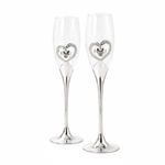 Casa si Gradina - Bucatarie si vesela - Cani si pahare - Pahare - Set pahare sampanie AZAY cu inima decorativa si cristale, 26.5 cm, pahare flute elegante - Infinity.ro