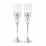 Casa si Gradina - Bucatarie si vesela - Cani si pahare - Pahare - Set pahare sampanie AZAY cu inima decorativa si cristale, 26.5 cm, pahare flute elegante - Infinity.ro