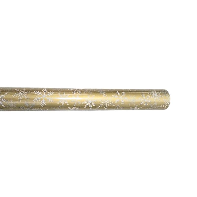 Carti si Birotica - Birotica - Articole ambalare - Hartie pentru ambalat cadouri, culoarea auriu, fulgisori albi, 200x70 cm - Infinity.ro