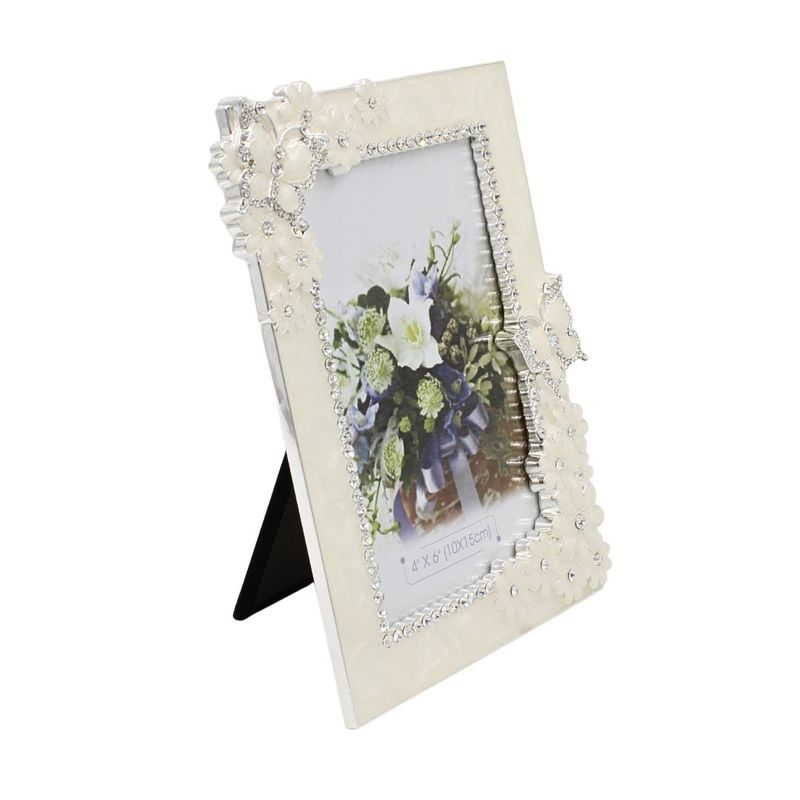 Market - Cadouri - Rame si albume foto - Rama Foto AZAY Florala cu Cristale, 10x15 cm, Rama Foto Eleganta Decorativa, Cadou Nunta/Casa Noua, Cutie Cadou Inclusa - Infinity.ro