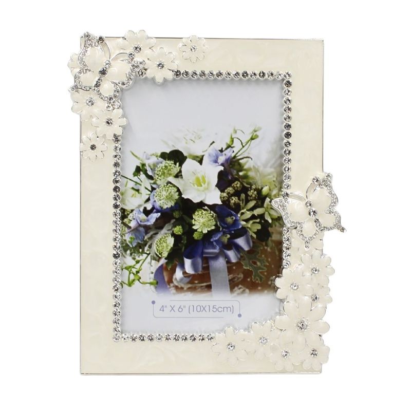 Market - Cadouri - Rame si albume foto - Rama Foto AZAY Florala cu Cristale, 10x15 cm, Rama Foto Eleganta Decorativa, Cadou Nunta/Casa Noua, Cutie Cadou Inclusa - Infinity.ro