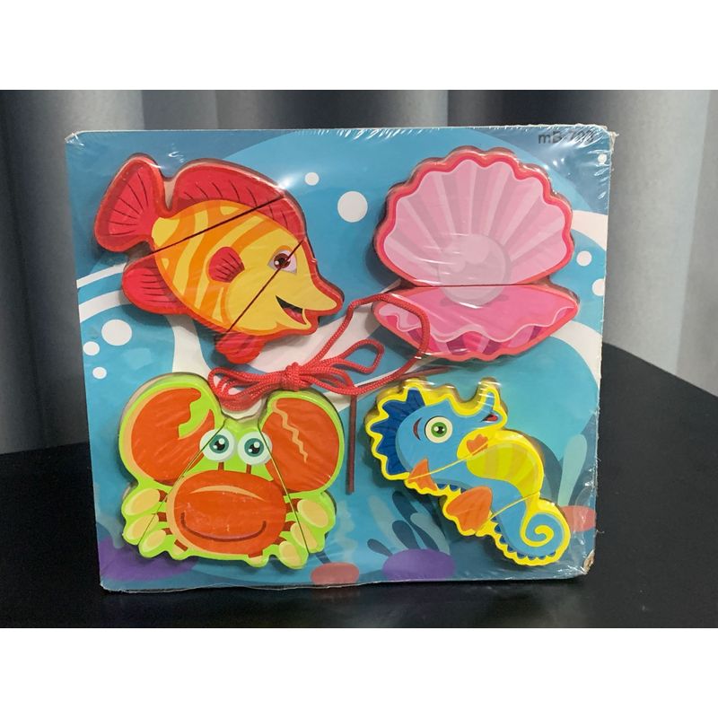 Jucarii, Copii si Bebe - Jucarii si jocuri - Jucarii & jocuri educative - Jocuri si jucarii educative - Puzzle 2 din Lemn Educativ pentru Copii – Modele Diverse Fructe si Animale Marine, 19.5x18cm - Infinity.ro