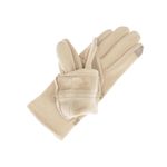 Fashion, accesorii si bijuterii - Femei - Accesorii femei - Manusi femei - Manusi dama, de iarna, din material sintetic si bumbac, cu degete, model cu fundita, one size, Bej - MA324 - Infinity.ro