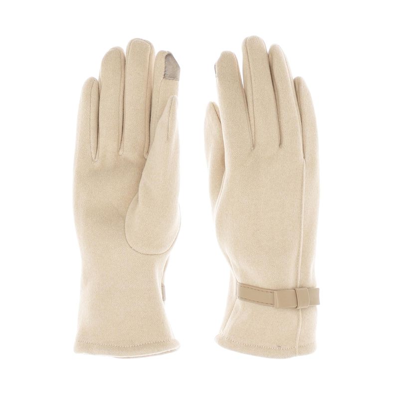 Fashion, accesorii si bijuterii - Femei - Accesorii femei - Manusi femei - Manusi dama, de iarna, din material sintetic si bumbac, cu degete, model cu fundita, one size, Bej - MA324 - Infinity.ro