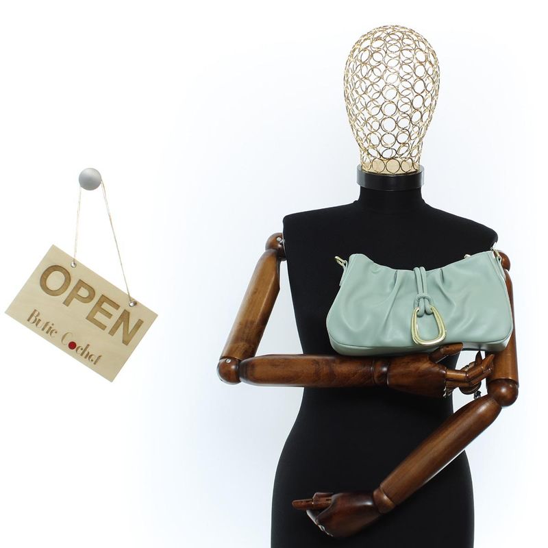 Fashion, accesorii si bijuterii - Femei - Accesorii femei - Genti si rucsacuri femei - Geanta de umar, de dama, din material sintetic, ButicCochet, 25x14x6 cm, Verde menta - GND1041 - Infinity.ro