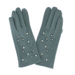 Fashion, accesorii si bijuterii - Femei - Accesorii femei - Manusi femei - Manusi dama, de iarna, din material sintetic si bumbac, cu degete, model cu perlute, one size, Albastru - MA318 - Infinity.ro