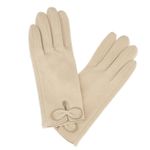 Fashion, accesorii si bijuterii - Femei - Accesorii femei - Manusi femei - Manusi dama, de iarna, din material sintetic si bumbac, cu degete, one size, cu fundita, Bej - MA367 - Infinity.ro