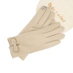 Fashion, accesorii si bijuterii - Femei - Accesorii femei - Manusi femei - Manusi dama, de iarna, din material sintetic si bumbac, cu degete, one size, cu fundita, Bej - MA367 - Infinity.ro