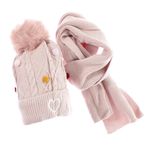 Fashion, accesorii si bijuterii - Copii - Accesorii copii - Caciuli si palarii copii - Set caciula si fular, pentru copii, Buticcochet, din viscoza si sintetic, model inima, Roz - SETF284 - Infinity.ro