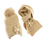 Fashion, accesorii si bijuterii - Copii - Accesorii copii - Caciuli si palarii copii - Set caciula si fular, pentru copii, Buticcochet, din viscoza si sintetic, model cu floricele, Bej - SETF266 - Infinity.ro