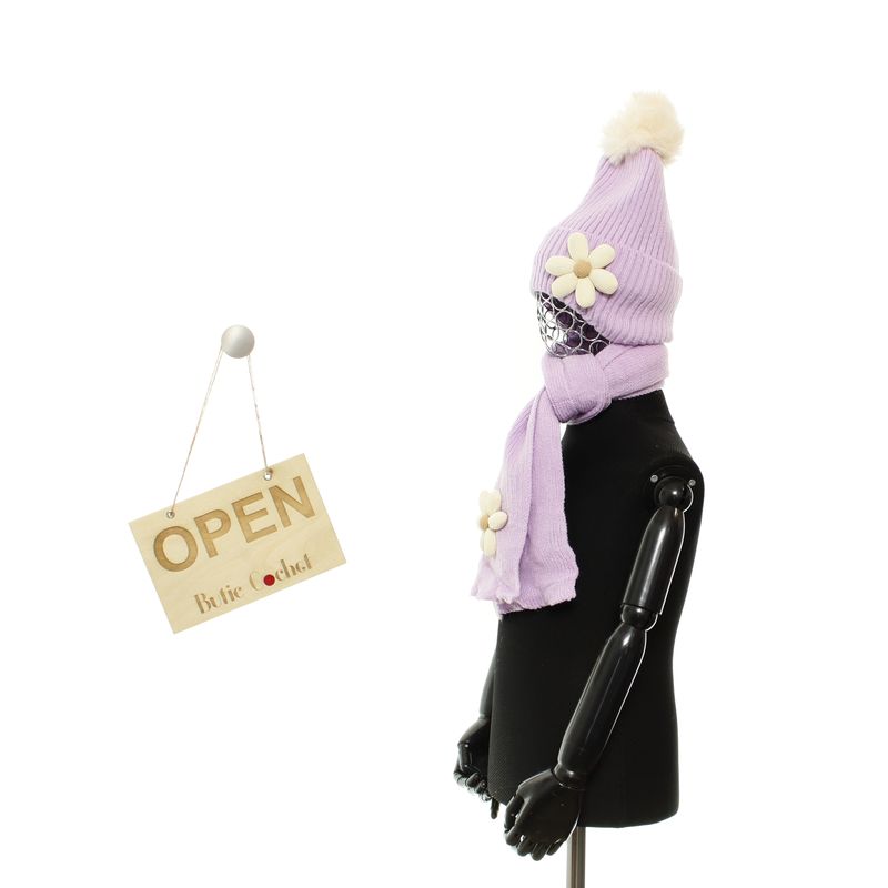 Fashion, accesorii si bijuterii - Copii - Accesorii copii - Caciuli si palarii copii - Set caciula si fular, pentru copii, Buticcochet, din viscoza si sintetic, model cu floricele, Mov - SETF269 - Infinity.ro
