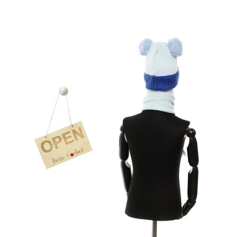 Fashion, accesorii si bijuterii - Copii - Accesorii copii - Caciuli si palarii copii - Set caciula si fular, pentru copii, Buticcochet, din viscoza si sintetic, model cu ursulet, Albastru - SETF278 - Infinity.ro