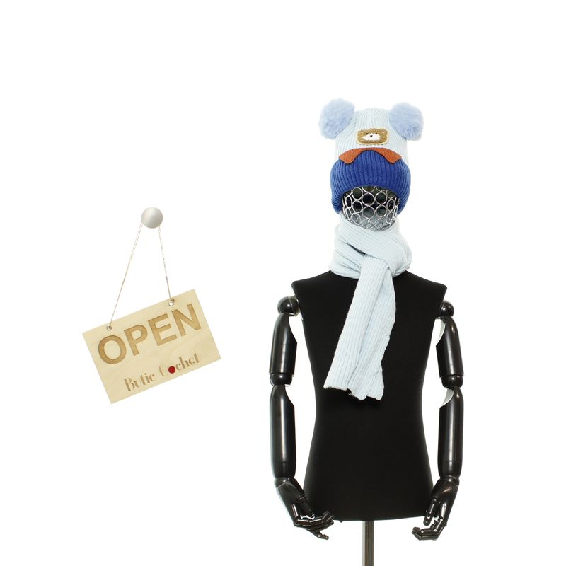 Fashion, accesorii si bijuterii - Copii - Accesorii copii - Caciuli si palarii copii - Set caciula si fular, pentru copii, Buticcochet, din viscoza si sintetic, model cu ursulet, Albastru - SETF278 - Infinity.ro