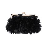 Fashion, accesorii si bijuterii - Femei - Accesorii femei - Genti si rucsacuri femei - Geanta clutch, de dama, din material sintetic, ButicCochet, 125 x 15 x 6 cm, cu paiete, Negru - GND1076 - Infinity.ro