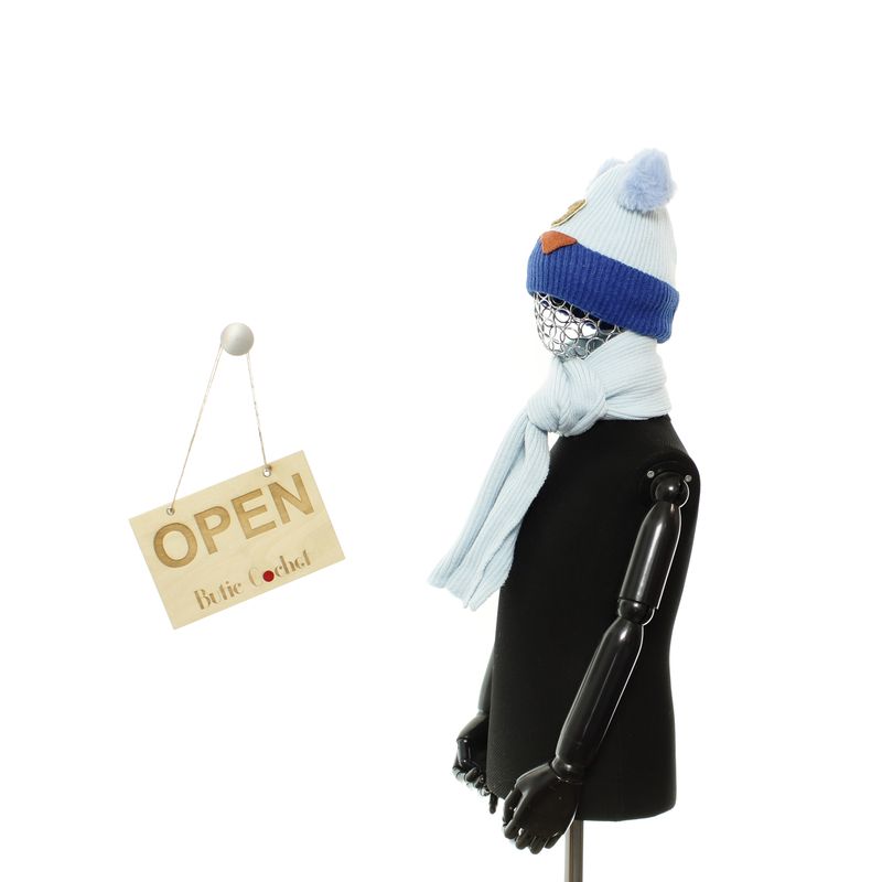 Fashion, accesorii si bijuterii - Copii - Accesorii copii - Caciuli si palarii copii - Set caciula si fular, pentru copii, Buticcochet, din viscoza si sintetic, model cu ursulet, Albastru - SETF278 - Infinity.ro