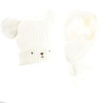 Fashion, accesorii si bijuterii - Copii - Accesorii copii - Caciuli si palarii copii - Set caciula si fular, pentru copii, Buticcochet, din viscoza si sintetic, model cu ursulet, Alb - SETF260 - Infinity.ro