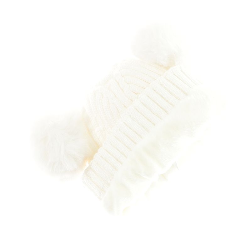 Fashion, accesorii si bijuterii - Copii - Accesorii copii - Caciuli si palarii copii - Set caciula si fular, pentru copii, Buticcochet, din viscoza si sintetic, model cu ursulet, Alb - SETF260 - Infinity.ro