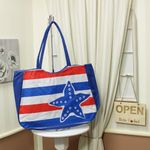 Fashion, accesorii si bijuterii - Femei - Accesorii femei - Genti si rucsacuri femei - Geanta de plaja, din material sintetic, ButicCochet, 36x45x11 cm, imprimeu marin, Albastru cu rosu - GND205 - Infinity.ro