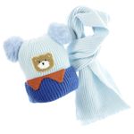 Fashion, accesorii si bijuterii - Copii - Accesorii copii - Caciuli si palarii copii - Set caciula si fular, pentru copii, Buticcochet, din viscoza si sintetic, model cu ursulet, Albastru - SETF278 - Infinity.ro