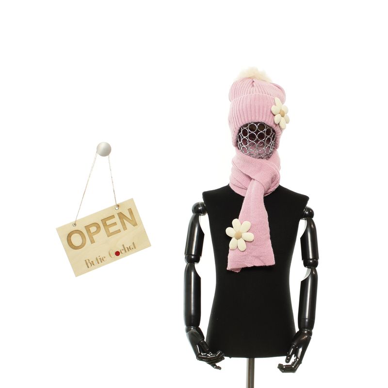 Fashion, accesorii si bijuterii - Copii - Accesorii copii - Caciuli si palarii copii - Set caciula si fular, pentru copii, Buticcochet, din viscoza si sintetic, model cu floricele, Roz - SETF265 - Infinity.ro
