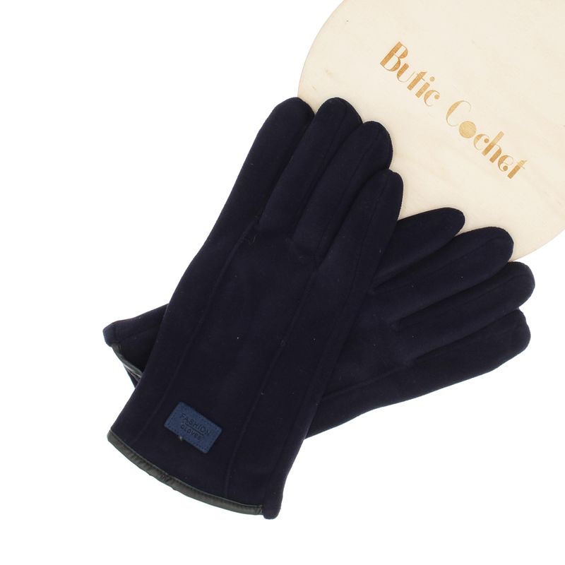 Fashion, accesorii si bijuterii - Femei - Accesorii femei - Manusi femei - Manusi dama, de iarna, din material sintetic si bumbac, cu degete, one size, Bleumarin - MA370 - Infinity.ro