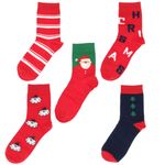 Fashion, accesorii si bijuterii - Femei - Lenjerie si pijamale femei - Sosete si ciorapi femei - Set 5 sosete barbati, cu motive de Craciun, Adi, 85% bumbac, marime 40-46, Multicolor - SCR410 - Infinity.ro