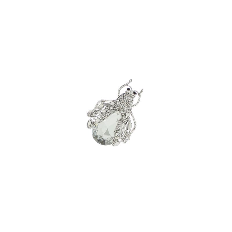 Market - Cadouri - Martisoare - Accesoriu dama, Brosa, din metal, Buticcochet, 6.5 x 4.5 cm, model Gandacel, Alb - MR621 - Infinity.ro