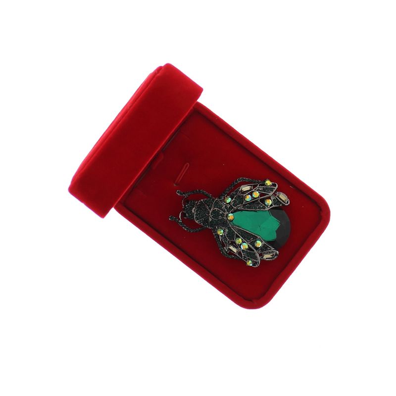 Market - Cadouri - Martisoare - Accesoriu dama, Brosa, din metal, Buticcochet, 6.5 x 4.5 cm, model Gandacel, Verde - MR622 - Infinity.ro