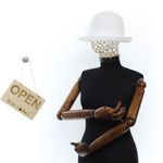 Fashion, accesorii si bijuterii - Femei - Accesorii femei - Caciuli si palarii femei - Palarie, Dama,  din poliester, Buticcochet, model cu dungi si fundita, One size, Alb - PAL1670 - Infinity.ro