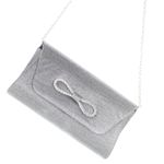 Fashion, accesorii si bijuterii - Femei - Accesorii femei - Genti si rucsacuri femei - Geanta plic, de dama, din material sintetic, ButicCochet, 23x14x5 cm, cu fundita, Gri - GND789 - Infinity.ro