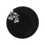Fashion, accesorii si bijuterii - Femei - Accesorii femei - Caciuli si palarii femei - Bereta de dama, din lana, Evita, one size, model floral impaslit, Negru - BSC795 - Infinity.ro